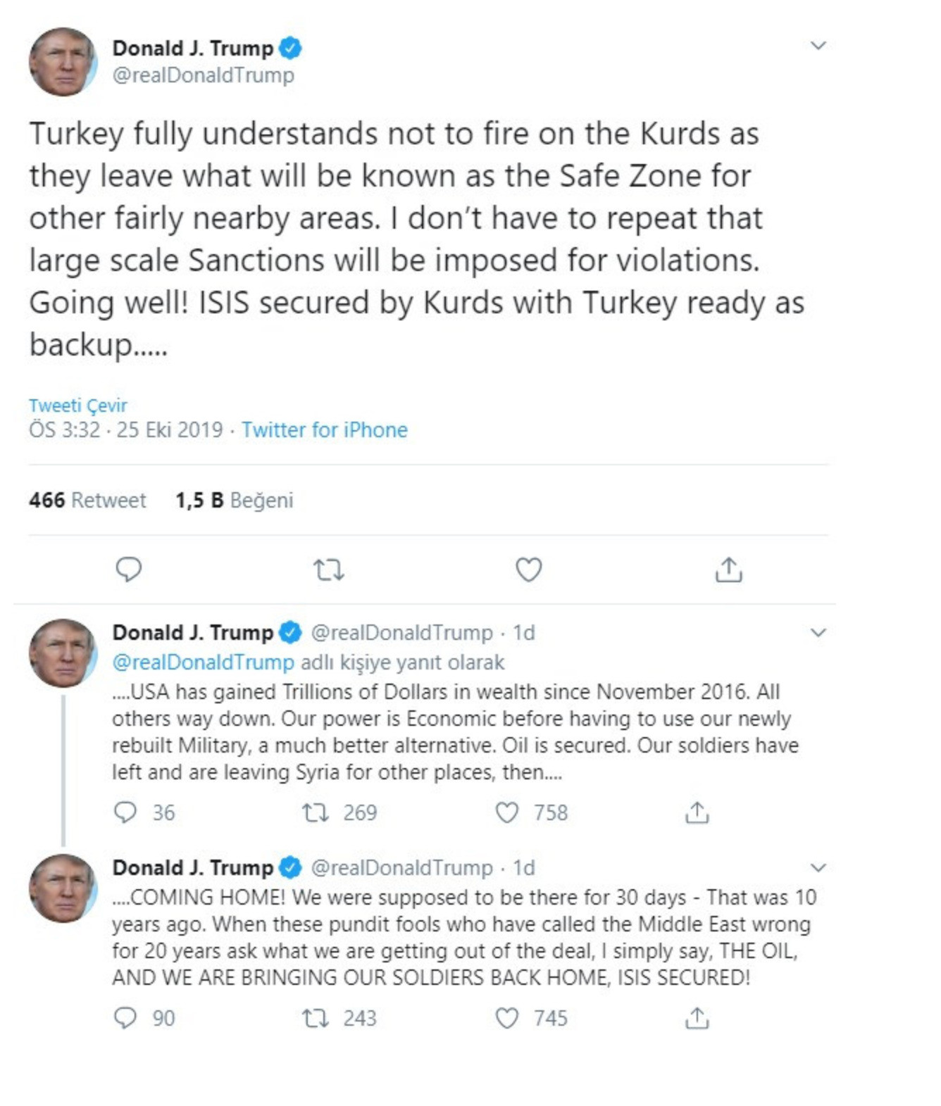 Trump'tan Türkiye açıklaması: Herhalde hatırlatmama gerek yok!
