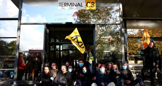 Private-jet terminal blocked by climate activists at Geneva airport