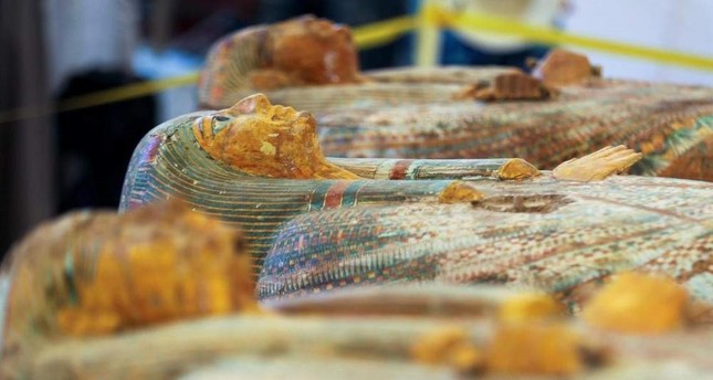 Three 3,500-year-old painted wooden coffins unearthed in Egypt's Luxor