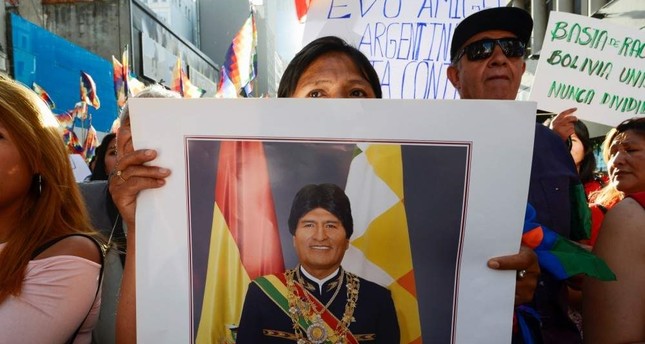Protestors march in Buenos Aires in support of Bolivia's Morales