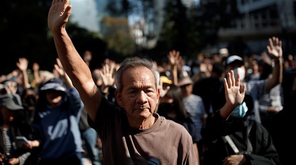 Pensioners and students gather for Hong Kong protest