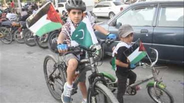 Bicycle rally in Pakistan marks Palestine Solidarity Day