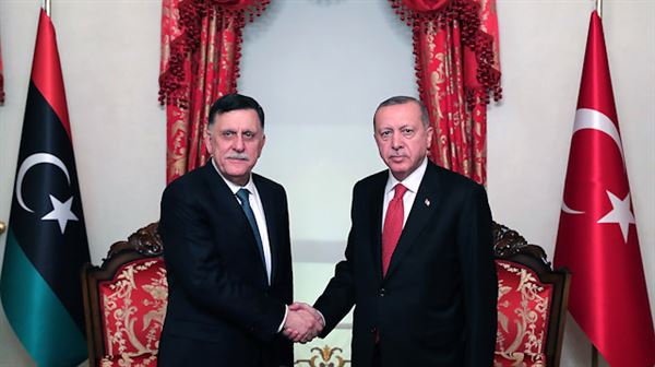 الرئيس أردوغان يستقبل رئيس حكومة الوفاق الليبي