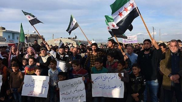 Tel Rifaat locals protest YPG/PKK occupation in Syria