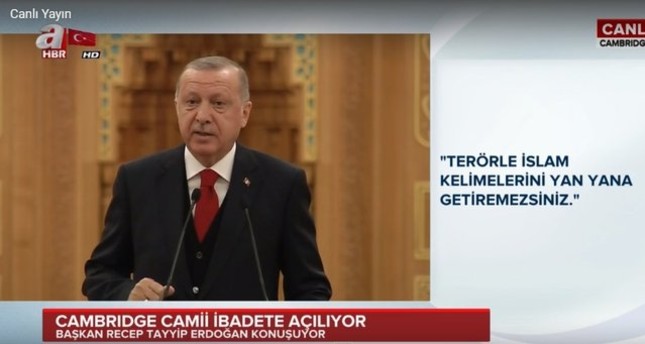 أردوغان: مسجد “كامبريدج” سيكون بمثابة رد قوي على مشاعر الكراهية تجاه الإسلام
