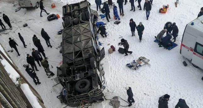 19 killed as bus plunges onto frozen river in Siberia